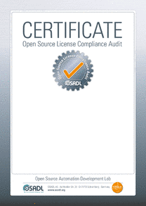 Certificate template of the OSADL Open Source License Compliance Audit (LCA)